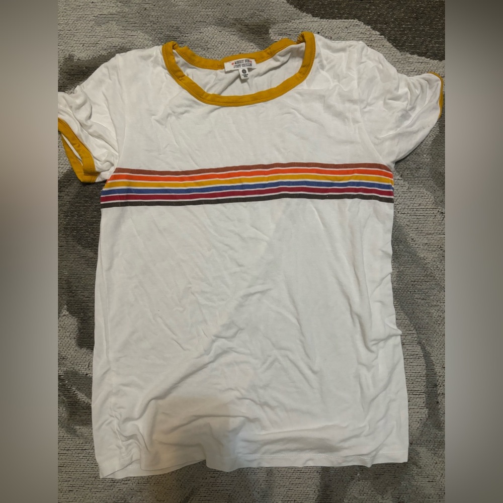 Women’s White Rainbow Stripe T-Shirt